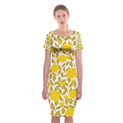 Yellow Flowers Roses On The Wall Lemons Classic Short Sleeve Midi Dress by ConteMonfrey