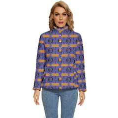 Bitcoin Logo Pattern Women s Puffer Bubble Jacket Coat by ExtraAwesomeSauce