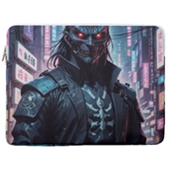 Cyberpunk Demon Samurai 17  Vertical Laptop Sleeve Case With Pocket by AwesomeSauce
