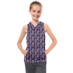 Sugar Skull Cat Pattern Kids  Sleeveless Hoodie by ExtraAwesomeSauce