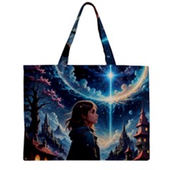 Enchanting Fantasy Night Sky Scene Zipper Mini Tote Bag by ExtraAwesomeSauce