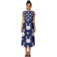 Cute Bunny Pattern, Easter, Koteto Sleeveless Round Neck Midi Dress