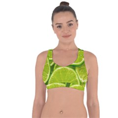Lime Slices Close Up, Fresh, Fruit, Green Lemon Cross String Back Sports Bra by kyorashop23