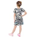 New York City Nyc Broadway Doodle Art Kids  Short Sleeve Velvet Dress View2