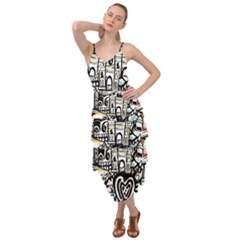 New York City Nyc Broadway Doodle Art Layered Bottom Dress by Grandong