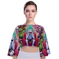 Huiok Tie Back Butterfly Sleeve Chiffon Top