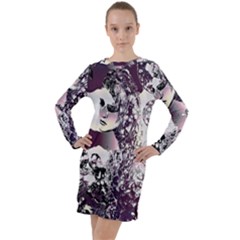 Marina Paper Cut Long Sleeve Hoodie Dress by MRNStudios