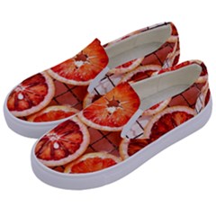 Orange, Fruit, Citrus Kids  Canvas Slip Ons by kyorashop23