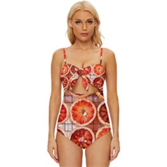 Peorange, Fruit, Citrus Knot Front One-piece Swimsuit