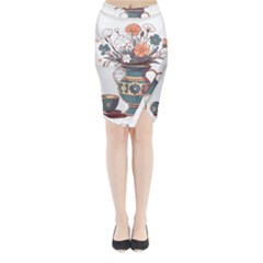 Flower Vase Nature Bloom Blossom Midi Wrap Pencil Skirt by Salmanaz77