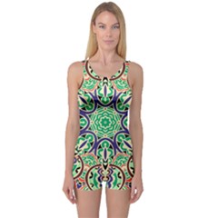 Cold Colors Mandala   One Piece Boyleg Swimsuit