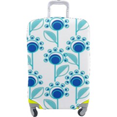 Blue Daisy Minimalist Leaves   Luggage Cover (large)