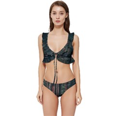 Forest Jungle Trees Tropics Low Cut Ruffle Edge Bikini Set by Bedest