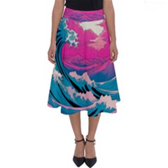 Waves Mountains Sky Perfect Length Midi Skirt