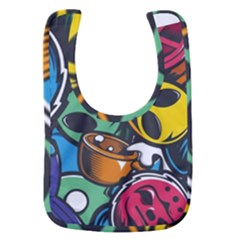 Funky Alien Pattern Abstract Colourful Drawing Baby Bib