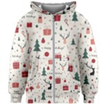 Happy Holiday Xmas Christmas Pattern Kids  Zipper Hoodie Without Drawstring