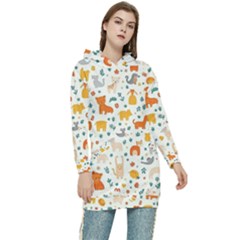 Pet Animal 04 Women s Long Oversized Pullover Hoodie
