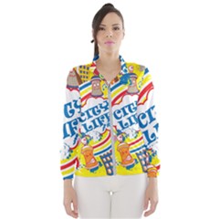 Colorful City Life Horizontal Seamless Pattern Urban City Women s Windbreaker