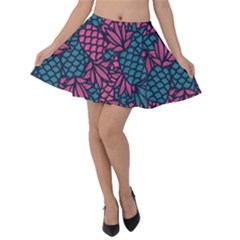 Summer Pineapples Velvet Skater Skirt
