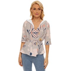 Minimalist Pattern With Simple Lines,flower And Shapes, Creating A Clean And Modern Lightweight Drawstring Hooded Top by myclothy