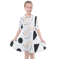 A Minimalist Pattern With Simple Lines And Shapes, Creating A Clean And Modern Aesthetic 05 Kids  All Frills Chiffon Dress by myclothy