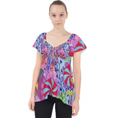 Cabbage Flower Abstract (1) (custom) Lace Front Dolly Top by okhismakingart