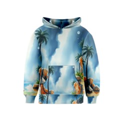 Delicate Watercolor Painting Surreal Oasis Scene With Intense Dramatic Lighting Kids  Pullover Hoodie