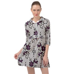 Elegant Purple Floral Jacquard Mesh Lace Fabric Mini Skater Shirt Dress by ArtfulThreads