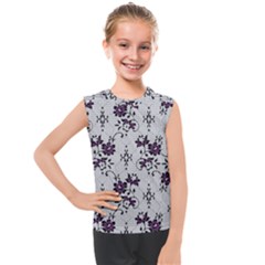 Elegant Purple Floral Jacquard Mesh Lace Fabric Kids  Mesh Tank Top by ArtfulThreads