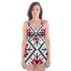 Ukrainian Folk Seamless Pattern Ornament Ethnic Ornament Border Element Traditional Art Skater Dress Swimsuit