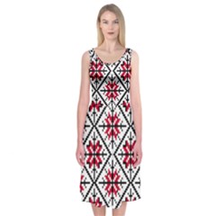 Ukrainian Folk Seamless Pattern Ornament Ethnic Ornament Border Element Traditional Art Midi Sleeveless Dress