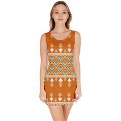 Winter Wonderland Seamless Pattern: Christmas Trees & Snowflakes On Dark Background Bodycon Dress