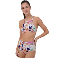 Abstract Floral Background Halter Tankini Set by kyorashop23