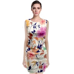 Abstract Floral Background Classic Sleeveless Midi Dress