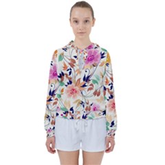 Abstract Floral Background Women s Tie Up Sweat