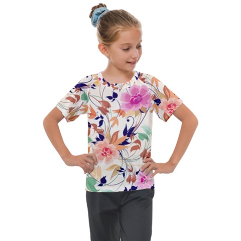 Abstract Floral Background Kids  Mesh Piece T-shirt by kyorashop23