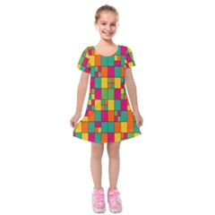 Abstract-background Kids  Short Sleeve Velvet Dress