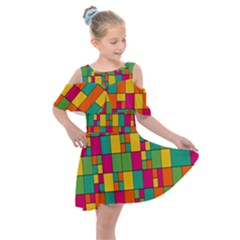 Abstract-background Kids  Shoulder Cutout Chiffon Dress