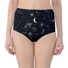 Cosmic Black Space Star Classic High-waist Bikini Bottoms