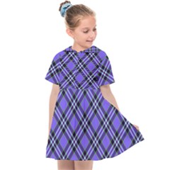 Blue Tartan Plaid 1 Diagonal Kids  Sailor Dress