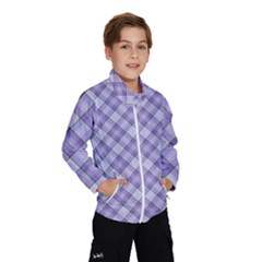 Purple Plaid Tartan 2 Diagonal Kids  Windbreaker