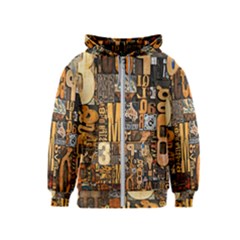 3d Letters Macro Wooden Letters Letters Textures Kids  Zipper Hoodie