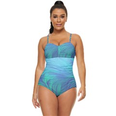 Psicodelia Zyguratti Texture Cyanturquoise Retro Full Coverage Swimsuit
