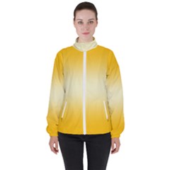 Amber Orange To Cream Yellow Bilinear Gradient Women s High Neck Windbreaker
