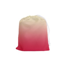 Cream Yellow To Crimson Red Linear Gradient Drawstring Pouch (medium) by GradientsOmbre