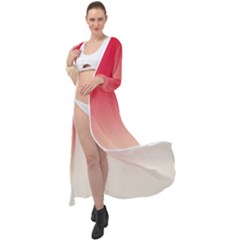 Crimson Red To Cream Yellow Linear Gradient Maxi Chiffon Beach Wrap