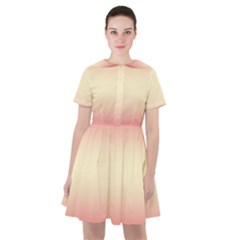 Crimson Red To Cream Yellow Bilinear Gradient Sailor Dress by GradientsOmbre