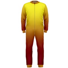 Electric Yellow To Burgundy Red Linear Gradient Onepiece Jumpsuit (men)