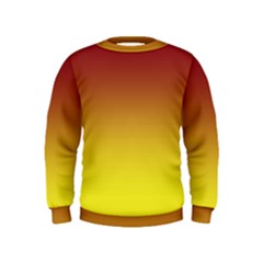 Burgundy Red To Electric Yellow Linear Gradient Kids  Sweatshirt