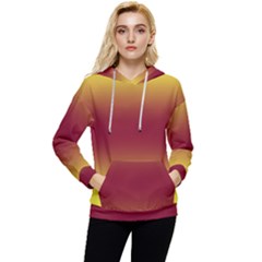 Electric Yellow To Burgundy Red Bilinear Gradient Women s Lightweight Drawstring Hoodie